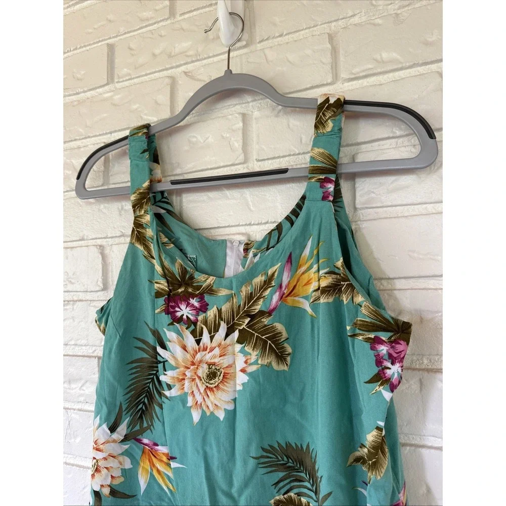 Vintage TWO PALMS Sz L  Made in‎ Hawaii Sleeveless Rayon Floral Midi Dress